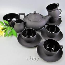 Wedgwood Black Basalt Tea Service Set. Teapot Cups Jug etc. Jasperware. Vintage