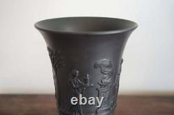 Wedgwood Black Basalt Vase Pedestal 1965 7 Tall 5.5 Wide on the top