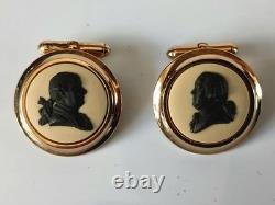 Wedgwood Black Cane Jasperware Cufflinks Josiah Wedgwood & Thomas Bentley