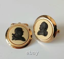 Wedgwood Black Cane Jasperware Cufflinks Josiah Wedgwood & Thomas Bentley