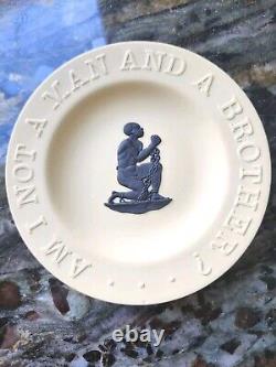 Wedgwood Black Cane Jasperware Pin Dish Slavery AM I NOT A MAN AND A BRO Read