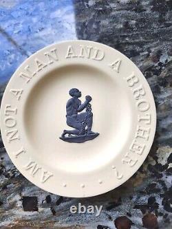 Wedgwood Black Cane Jasperware Pin Dish Slavery AM I NOT A MAN AND A BRO Read