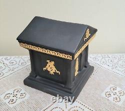 Wedgwood Black & Cane Yellow Jasperware Inkwell Library Collection