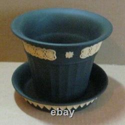 Wedgwood Black & Cane Yellow Jasperware Library Collection Opus Planter & Tray