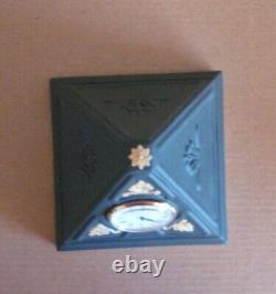 Wedgwood Black & Cane Yellow Jasperware Pyramid Clock Library Collection