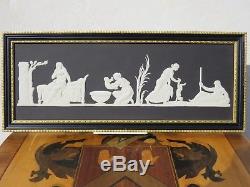 Wedgwood Black Jasper Ware Birth and Dipping of Achilles Framed Gilded Plaque