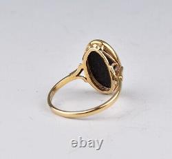 Wedgwood Black Jasperware'Andromache' 9ct Gold Ring (Size O)