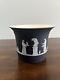 Wedgwood Black Jasperware Cache Pot Planter Jardiniere