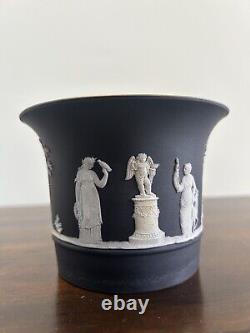 Wedgwood Black Jasperware Cache Pot Planter Jardiniere