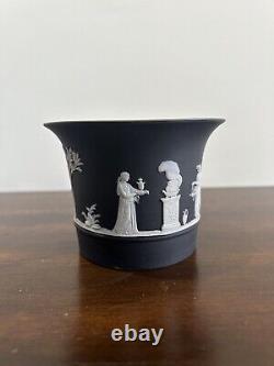 Wedgwood Black Jasperware Cache Pot Planter Jardiniere