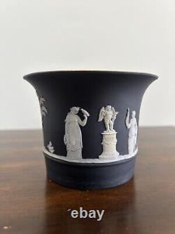 Wedgwood Black Jasperware Cache Pot Planter Jardiniere