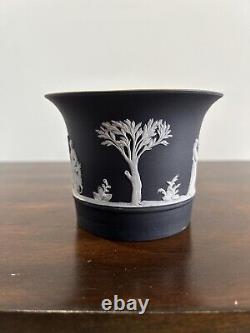 Wedgwood Black Jasperware Cache Pot Planter Jardiniere