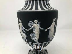 Wedgwood Black Jasperware Dancing Hours Urn Vase 1955 9.5
