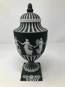 Wedgwood Black Jasperware Dancing Hours Urn Vase 1955 9.5 AS IS