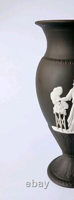 Wedgwood Black Jasperware Footed Vase Classical Scenes