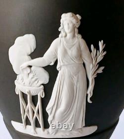 Wedgwood Black Jasperware Footed Vase Classical Scenes