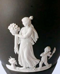 Wedgwood Black Jasperware Footed Vase Classical Scenes