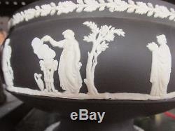 Wedgwood Black Jasperware Imperial Footed Pedestal Bowl England Classical Scene