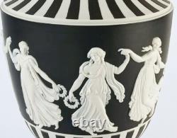 Wedgwood Black Jasperware Lidded Urn Dancing Hours