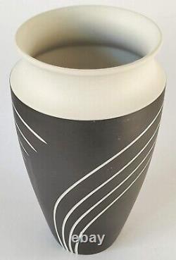 Wedgwood Black Jasperware Symmetry / Spiral Vase 7 Inches