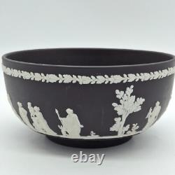 Wedgwood Black Solid Jasper Ware SACRIFICIAL BOWL Made in England 7 1/2in