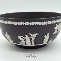 Wedgwood Black Solid Jasper Ware SACRIFICIAL BOWL Made in England 7 1/2in