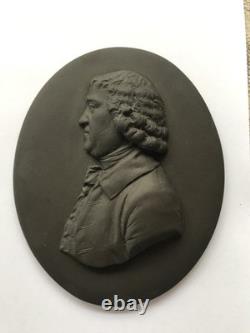 Wedgwood Black basalt Jos. Wedgwood oval plaque stamped ELLIOTT on the back