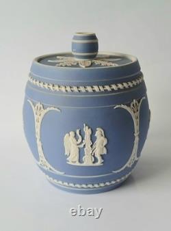 Wedgwood Blue Dip Jasperware Tobacco Pot and Lid