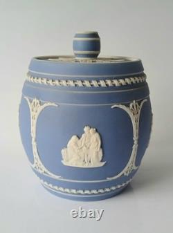 Wedgwood Blue Dip Jasperware Tobacco Pot and Lid