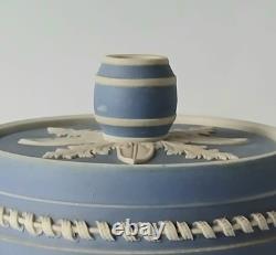 Wedgwood Blue Dip Jasperware Tobacco Pot and Lid