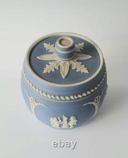 Wedgwood Blue Dip Jasperware Tobacco Pot and Lid