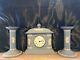 Wedgwood Blue Jasper Dancing Hours Bicentenary Clock & Candlesticks With Certs