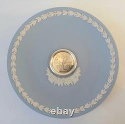 Wedgwood Blue Jasper Plate with Year 2000 Millennium Silver Insert jasperware
