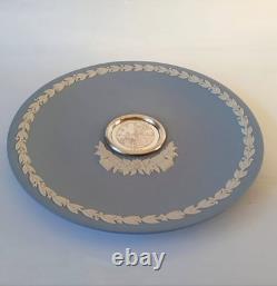 Wedgwood Blue Jasper Plate with Year 2000 Millennium Silver Insert jasperware