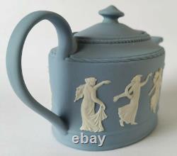 Wedgwood Blue Jasper Teapot Dancing Hours Miniature Jasperware