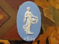 Wedgwood Blue Jasper Ware Classical Woman Carrying Fruits Oval Plaque (c. 1780)