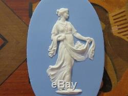 Wedgwood Blue Jasper Ware Classical Woman Carrying Fruits Oval Plaque (c. 1780)