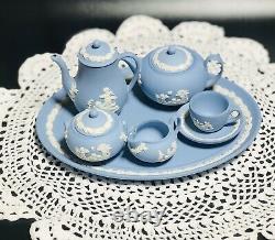 Wedgwood Blue Jasper Ware Miniature Teaset