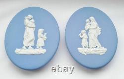 Wedgwood Blue Jasper rare Pram Plaques X 2 jasperware