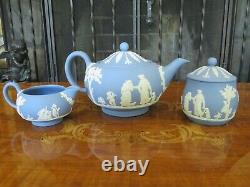 Wedgwood Blue Jasperware 23 Piece Proper Tea Set Service & Plates for 6 (1956)