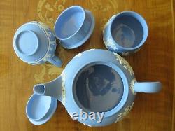 Wedgwood Blue Jasperware 23 Piece Proper True Tea Set Service Plates for 6 1956
