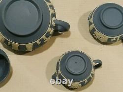 Wedgwood Blue Jasperware 23 Piece Tea Set Service Plates for 6 EUC