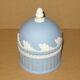 Wedgwood Blue Jasperware Acanthus Acorn Domed Box