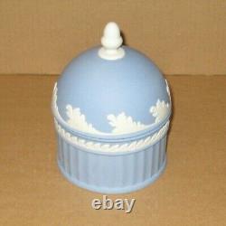 Wedgwood Blue Jasperware Acanthus Acorn Domed Box