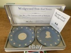 Wedgwood Blue Jasperware American State Seals Full Set of Thirteen England