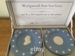 Wedgwood Blue Jasperware American State Seals Full Set of Thirteen England