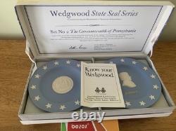Wedgwood Blue Jasperware American State Seals Full Set of Thirteen England