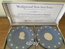 Wedgwood Blue Jasperware American State Seals Full Set of Thirteen England