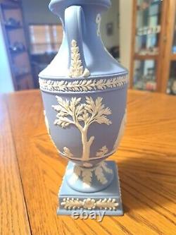 Wedgwood Blue Jasperware Apollo Muses Pedestal Trophy Vases 1954
