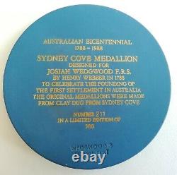 Wedgwood Blue Jasperware Australian Bicentennial Sydney Cove Medallion